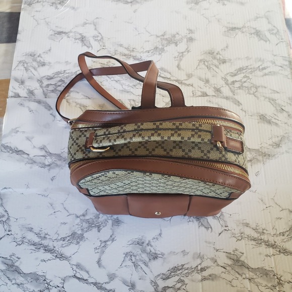 Brown Back Pack Purse. 12x10.5 Inches. 2 Large Zipper Pockets. Adjustable... main image 4